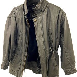 Leather coat with removable vest.size large